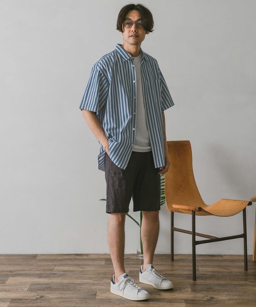 URBAN RESEARCH DOORS(アーバンリサーチドアーズ)の「ストライプレギュラーカラーショートスリーブシャツ(シャツ/ブラウス・メンズ・ブルー/グリーン系その他/ブルー系その他・MEDIUM/LARGE)」の13枚目の写真