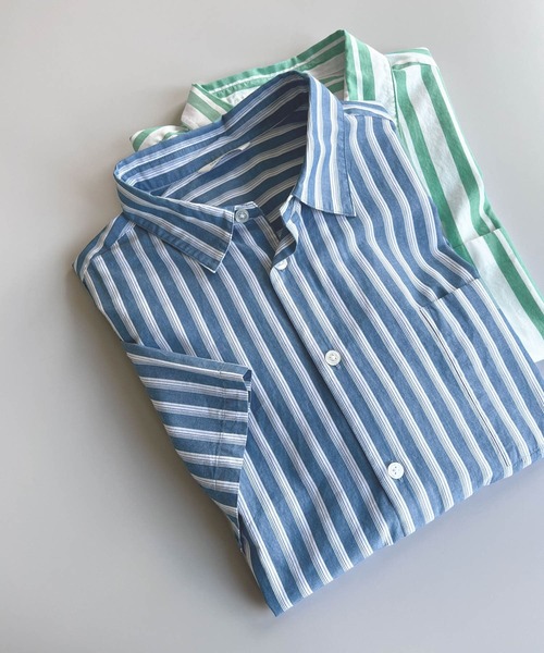 URBAN RESEARCH DOORS(アーバンリサーチドアーズ)の「ストライプレギュラーカラーショートスリーブシャツ(シャツ/ブラウス・メンズ・ブルー/グリーン系その他/ブルー系その他・MEDIUM/LARGE)」の22枚目の写真