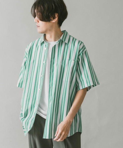 URBAN RESEARCH DOORS(アーバンリサーチドアーズ)の「ストライプレギュラーカラーショートスリーブシャツ(シャツ/ブラウス・メンズ・ブルー/グリーン系その他/ブルー系その他・MEDIUM/LARGE)」の7枚目の写真