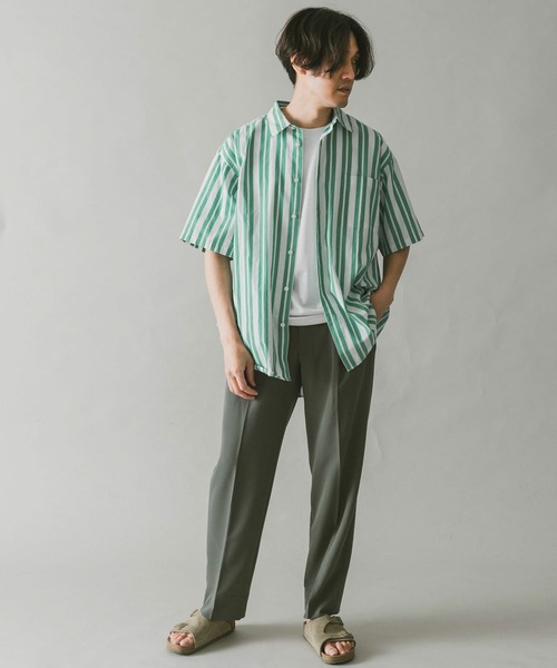 URBAN RESEARCH DOORS(アーバンリサーチドアーズ)の「ストライプレギュラーカラーショートスリーブシャツ(シャツ/ブラウス・メンズ・ブルー/グリーン系その他/ブルー系その他・MEDIUM/LARGE)」の14枚目の写真