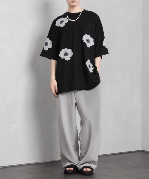 Adoon plain（アドーンプレーン）の「【Adoon plain】BIGフラワープリントTシャツ（Tシャツ/カットソー・メンズ・ブラック/オフホワイト/ブルー・MEDIUM/LARGE）」の16枚目の写真