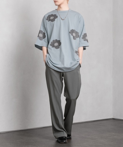 Adoon plain（アドーンプレーン）の「【Adoon plain】BIGフラワープリントTシャツ（Tシャツ/カットソー・メンズ・ブラック/オフホワイト/ブルー・MEDIUM/LARGE）」の20枚目の写真