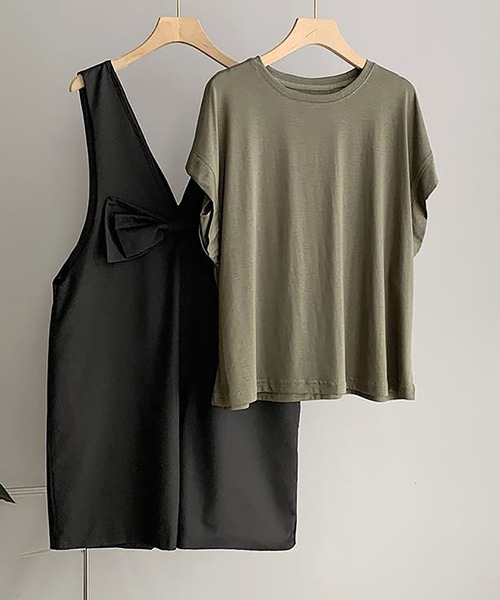 ツーピースセット リボンロンパース＆Tシャツ２点セット