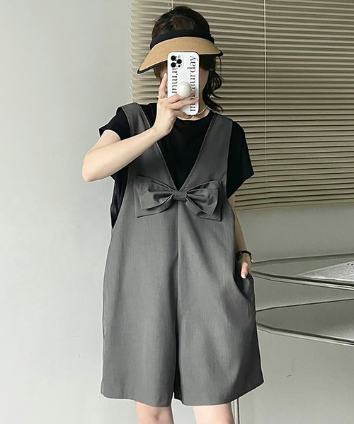 ツーピースセット リボンロンパース＆Tシャツ２点セット