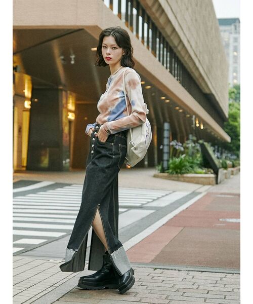 jouetie（ジュエティ）の「スクエアトゥショートブーツ（ブーツ・レディース・アイボリー/ブラック・M/L）」の10枚目の写真