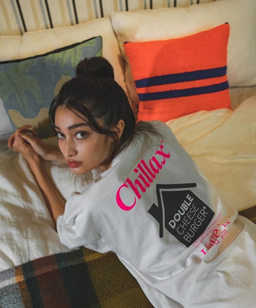 DOUBLE CHEESEBURGER(ダブルチーズバーガー)の「ダブルチーズバーガー Tシャツ -Have A Good Vibes- / DOUBLE CHEESEBURGER T-Shirt -Have A Good Vibes-(Tシャツ/カットソー・メンズ・ホワイト/ブラック・FREE)」の1枚目の写真