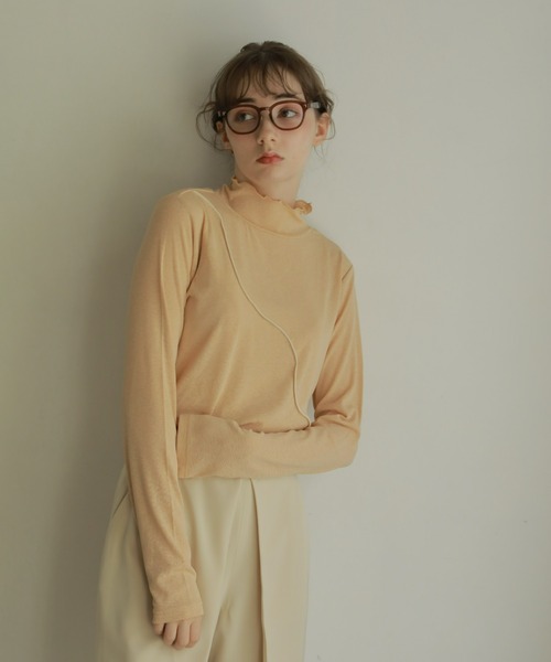 onetome（ワントゥーミー）の「ハイネックメロートップス（Tシャツ/カットソー・レディース・ベージュ/ブラウン/グリーン・FREE）」の15枚目の写真