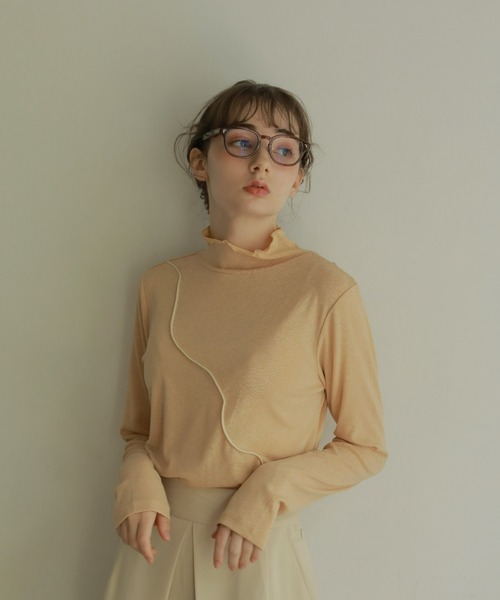 onetome（ワントゥーミー）の「ハイネックメロートップス（Tシャツ/カットソー・レディース・ベージュ/ブラウン/グリーン・FREE）」の5枚目の写真