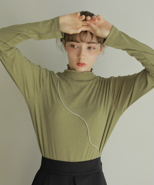 onetome（ワントゥーミー）の「ハイネックメロートップス（Tシャツ/カットソー・レディース・ベージュ/ブラウン/グリーン・FREE）」の8枚目の写真