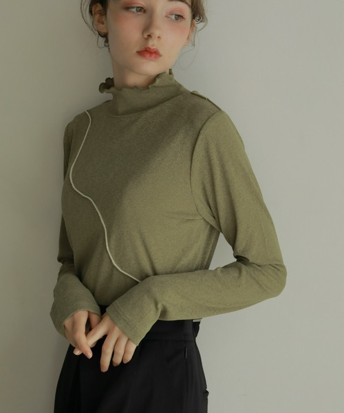 onetome（ワントゥーミー）の「ハイネックメロートップス（Tシャツ/カットソー・レディース・ベージュ/ブラウン/グリーン・FREE）」の20枚目の写真