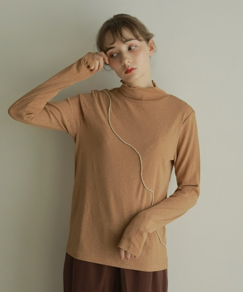onetome（ワントゥーミー）の「ハイネックメロートップス（Tシャツ/カットソー・レディース・ベージュ/ブラウン/グリーン・FREE）」の10枚目の写真