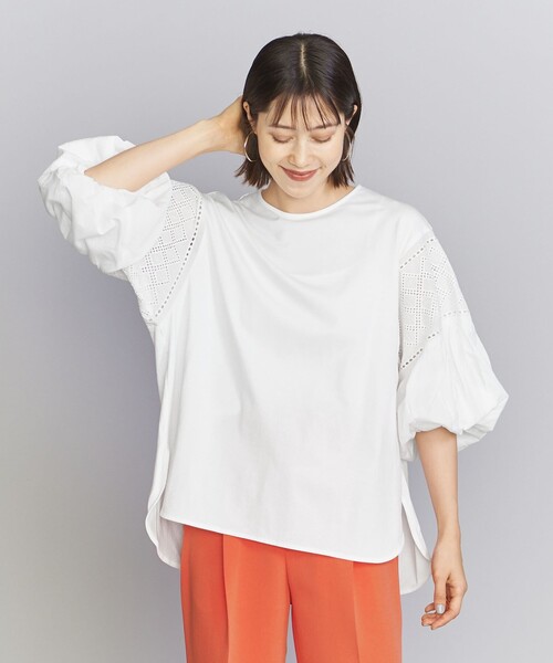 BEAUTY&YOUTH UNITED ARROWS（ビューティーアンドユースユナイテッドアローズ）の「カットワーク バルーンスリーブカットソー -ウォッシャブル-（Tシャツ/カットソー・レディース・その他9/ブラック/ホワイト/ダークブラウン・FREE）」の10枚目の写真