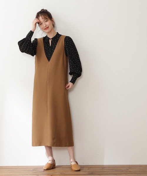 N.（N. Natural Beauty Basic）（エヌエヌナチュラルビューティーベーシック）の「【松井愛莉さん着用】◆リボンとろみブラウス（シャツ/ブラウス・レディース・オフホワイト/ドット/ベージュ/グリーン・MEDIUM）」の12枚目の写真