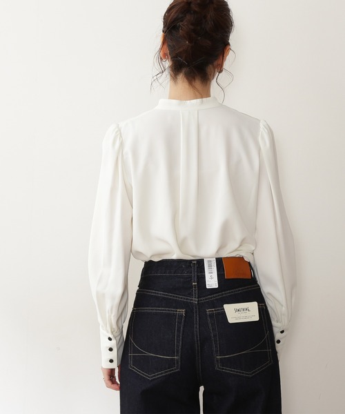 N.（N. Natural Beauty Basic）（エヌエヌナチュラルビューティーベーシック）の「【松井愛莉さん着用】◆リボンとろみブラウス（シャツ/ブラウス・レディース・オフホワイト/ドット/ベージュ/グリーン・MEDIUM）」の5枚目の写真