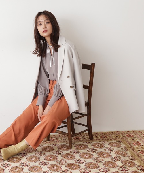 N.（N. Natural Beauty Basic）（エヌエヌナチュラルビューティーベーシック）の「【松井愛莉さん着用】◆リボンとろみブラウス（シャツ/ブラウス・レディース・オフホワイト/ドット/ベージュ/グリーン・MEDIUM）」の19枚目の写真