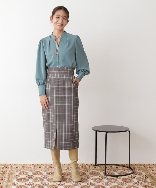 N.（N. Natural Beauty Basic）（エヌエヌナチュラルビューティーベーシック）の「【松井愛莉さん着用】◆リボンとろみブラウス（シャツ/ブラウス・レディース・オフホワイト/ドット/ベージュ/グリーン・MEDIUM）」の18枚目の写真