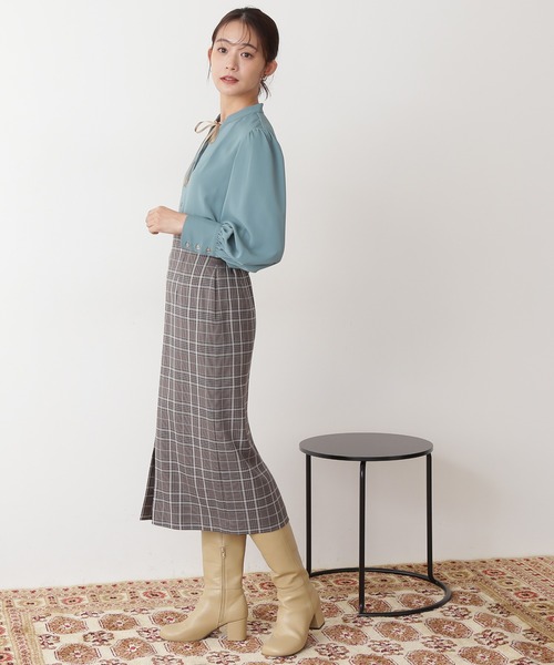 N.（N. Natural Beauty Basic）（エヌエヌナチュラルビューティーベーシック）の「【松井愛莉さん着用】◆リボンとろみブラウス（シャツ/ブラウス・レディース・オフホワイト/ドット/ベージュ/グリーン・MEDIUM）」の17枚目の写真