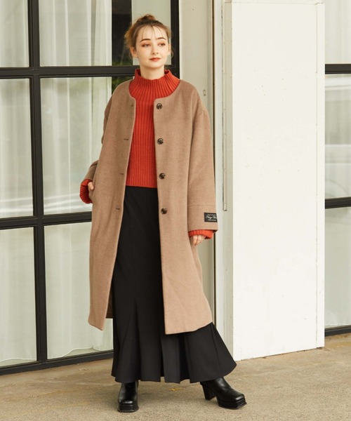 archives（アルシーヴ）の「ノーカラーコート（ノーカラーコート・レディース・グリーン/アイボリー/グレイッシュベージュ/ブラック・MEDIUM）」の6枚目の写真