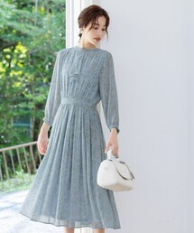 花柄フリルドレープワンピース