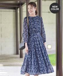 花柄フリルドレープワンピース