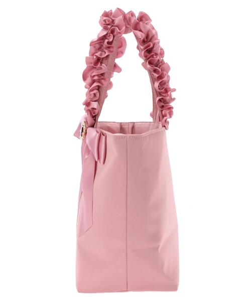 ピンク サテン トートバッグ タッセル付き Maison de FLEUR（メゾンドフルール）の「ピンクピンクサテン