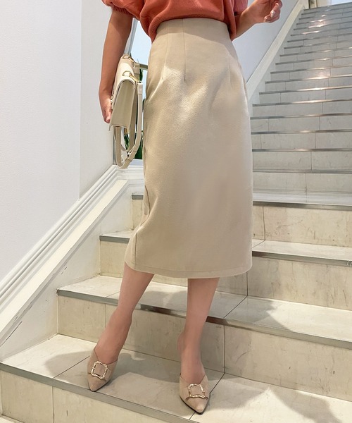 Julia Boutique（ジュリアブティック）の「ミディアム丈・ウールタッチタイトスカート/22507（スカート・レディース・グレー/ベージュ/A/B/ブラック・MEDIUM）」の3枚目の写真