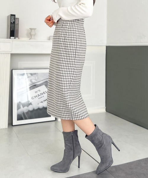 Julia Boutique（ジュリアブティック）の「ミディアム丈・ウールタッチタイトスカート/22507（スカート・レディース・グレー/ベージュ/A/B/ブラック・MEDIUM）」の5枚目の写真