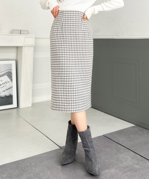 Julia Boutique（ジュリアブティック）の「ミディアム丈・ウールタッチタイトスカート/22507（スカート・レディース・グレー/ベージュ/A/B/ブラック・MEDIUM）」の20枚目の写真