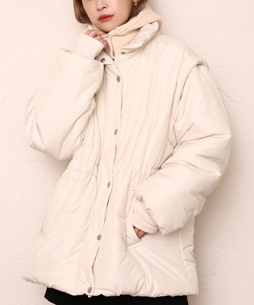 one after another NICE CLAUP（ワンアフターアナザーナイスクラップ）の「ニットスナップバラクラバ（ニットキャップ/ビーニー・レディース・ベージュ/ブルー/アイボリー・FREE）」の8枚目の写真