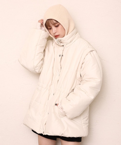 one after another NICE CLAUP（ワンアフターアナザーナイスクラップ）の「ニットスナップバラクラバ（ニットキャップ/ビーニー・レディース・ベージュ/ブルー/アイボリー・FREE）」の10枚目の写真