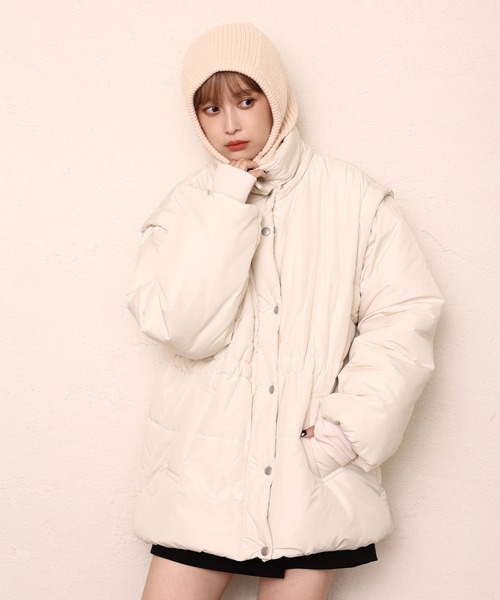 one after another NICE CLAUP（ワンアフターアナザーナイスクラップ）の「ニットスナップバラクラバ（ニットキャップ/ビーニー・レディース・ベージュ/ブルー/アイボリー・FREE）」の11枚目の写真