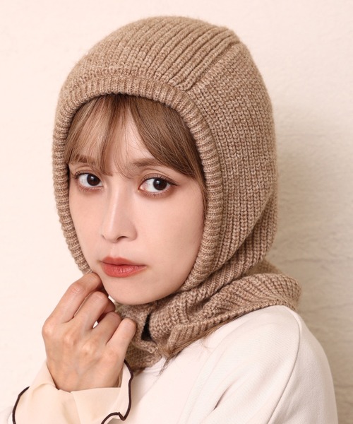 one after another NICE CLAUP（ワンアフターアナザーナイスクラップ）の「ニットスナップバラクラバ（ニットキャップ/ビーニー・レディース・ベージュ/ブルー/アイボリー・FREE）」の14枚目の写真