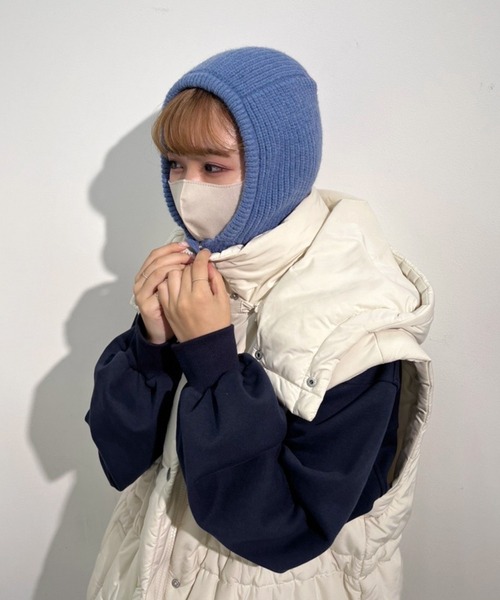 one after another NICE CLAUP（ワンアフターアナザーナイスクラップ）の「ニットスナップバラクラバ（ニットキャップ/ビーニー・レディース・ベージュ/ブルー/アイボリー・FREE）」の21枚目の写真