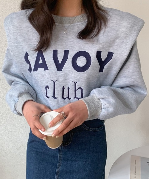 ECLIN(エクラン)の「ショルダータックロゴ刺繍裏起毛トレーナー(スウェット・レディース・アイボリー/グレー/モカ/ネイビー・FREE)」の3枚目の写真