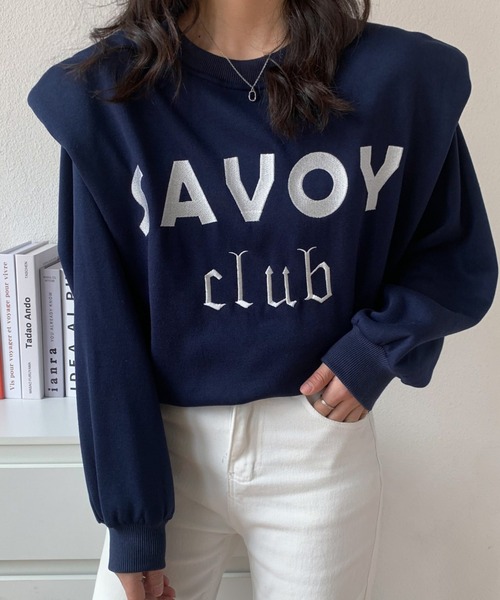 ECLIN(エクラン)の「ショルダータックロゴ刺繍裏起毛トレーナー(スウェット・レディース・アイボリー/グレー/モカ/ネイビー・FREE)」の7枚目の写真