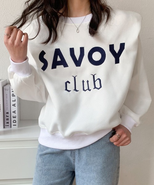 ECLIN(エクラン)の「ショルダータックロゴ刺繍裏起毛トレーナー(スウェット・レディース・アイボリー/グレー/モカ/ネイビー・FREE)」の9枚目の写真