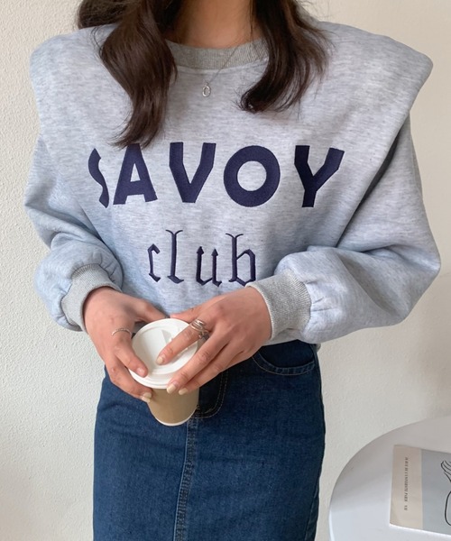 ECLIN(エクラン)の「ショルダータックロゴ刺繍裏起毛トレーナー(スウェット・レディース・アイボリー/グレー/モカ/ネイビー・FREE)」の14枚目の写真