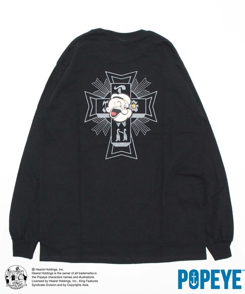 POPEYE(ポパイ)の「POPEYE CROSS L/S T-SHIRTS/スラッシャーポパイコラボバックプリント長袖ロンT(Tシャツ/カットソー・メンズ・ブラック/ホワイト/レッド・LARGE/MEDIUM/X-LARGE)」の3枚目の写真