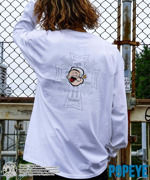 POPEYE(ポパイ)の「POPEYE CROSS L/S T-SHIRTS/スラッシャーポパイコラボバックプリント長袖ロンT(Tシャツ/カットソー・メンズ・ブラック/ホワイト/レッド・LARGE/MEDIUM/X-LARGE)」の13枚目の写真