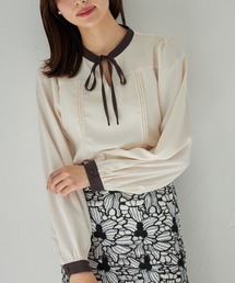 tocco closet | 【ZOZO限定】りぼん付き配色タック入りブラウス(シャツ/ブラウス)