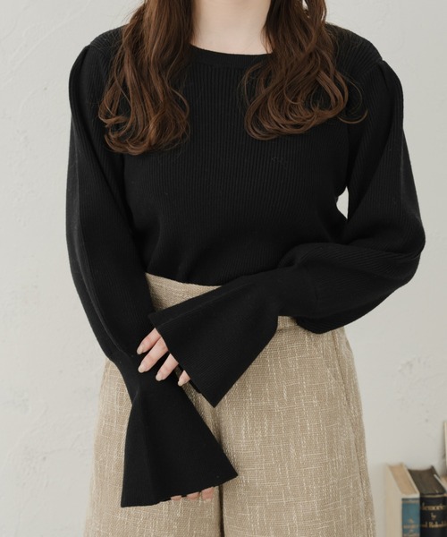 Ambre Ciel(アンブルシエル)の「キャンディースリーブニット/【WEB/EC限定商品】(ニット/セーター・レディース・ブラック/アイボリー/モカ/オレンジ・FREE)」の3枚目の写真
