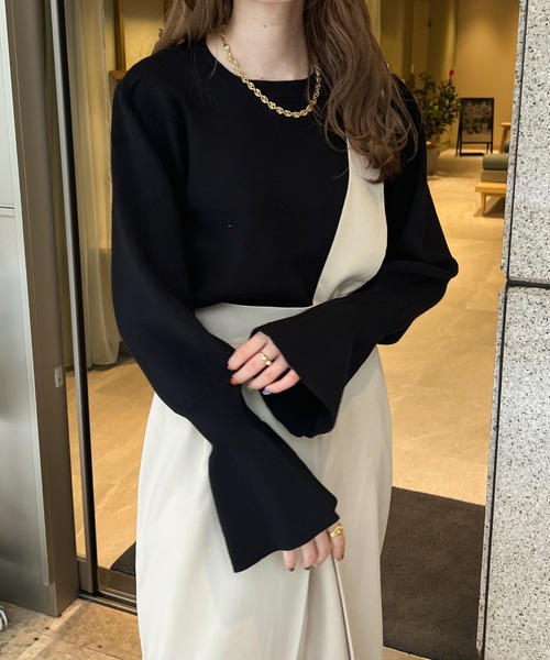 Ambre Ciel(アンブルシエル)の「キャンディースリーブニット/【WEB/EC限定商品】(ニット/セーター・レディース・ブラック/アイボリー/モカ/オレンジ・FREE)」の11枚目の写真