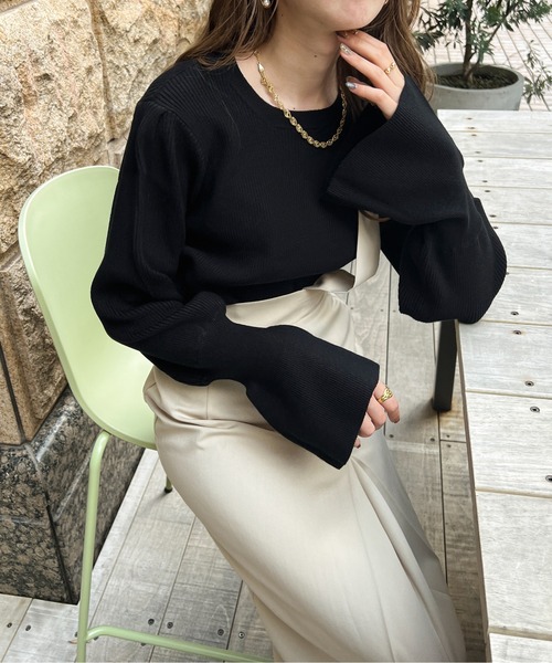 Ambre Ciel(アンブルシエル)の「キャンディースリーブニット/【WEB/EC限定商品】(ニット/セーター・レディース・ブラック/アイボリー/モカ/オレンジ・FREE)」の9枚目の写真