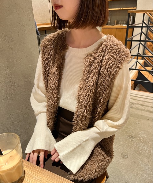 Ambre Ciel(アンブルシエル)の「キャンディースリーブニット/【WEB/EC限定商品】(ニット/セーター・レディース・ブラック/アイボリー/モカ/オレンジ・FREE)」の14枚目の写真