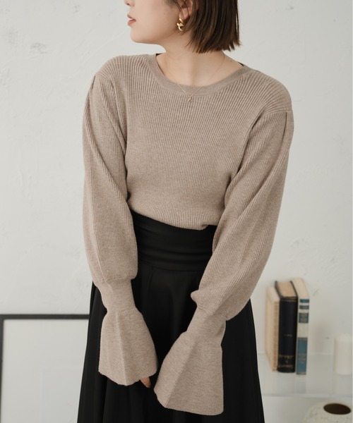 Ambre Ciel(アンブルシエル)の「キャンディースリーブニット/【WEB/EC限定商品】(ニット/セーター・レディース・ブラック/アイボリー/モカ/オレンジ・FREE)」の18枚目の写真