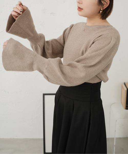 Ambre Ciel(アンブルシエル)の「キャンディースリーブニット/【WEB/EC限定商品】(ニット/セーター・レディース・ブラック/アイボリー/モカ/オレンジ・FREE)」の19枚目の写真