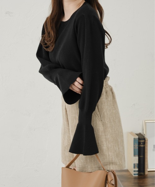 Ambre Ciel(アンブルシエル)の「キャンディースリーブニット/【WEB/EC限定商品】(ニット/セーター・レディース・ブラック/アイボリー/モカ/オレンジ・FREE)」の15枚目の写真