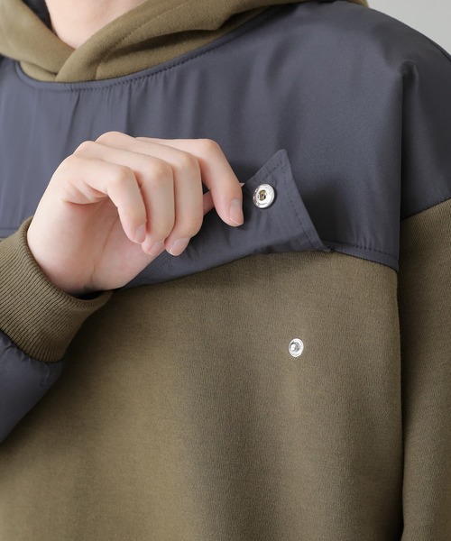 osharewalker（オシャレウォーカー）の「【廃盤】『配色切替裏起毛スウェットパーカー』（パーカー・メンズ・カーキ/ブラック・2/3）」の7枚目の写真