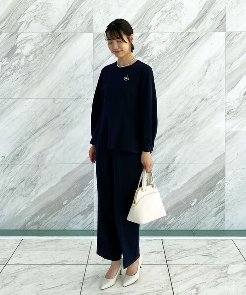 OPAQUE.CLIP（オペークドットクリップ）の「◆DELEGANT ダブルクロス ワイドパンツ【OPAQUE.CLIP NAVY】（その他パンツ・レディース・ナチュラル/ブラック/ネイビー・36/38/40）」の7枚目の写真