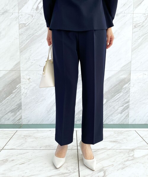 OPAQUE.CLIP（オペークドットクリップ）の「◆DELEGANT ダブルクロス ワイドパンツ【OPAQUE.CLIP NAVY】（その他パンツ・レディース・ナチュラル/ブラック/ネイビー・36/38/40）」の3枚目の写真